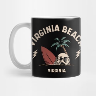 Vintage Surfing Virginia Beach Virginia // Retro Surf Skull Mug